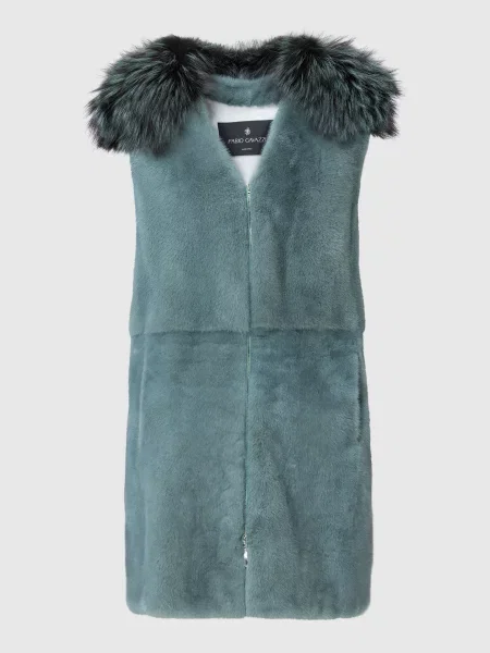 Жилет з хутра норки і лисиці Fabio Gavazzi блакитний