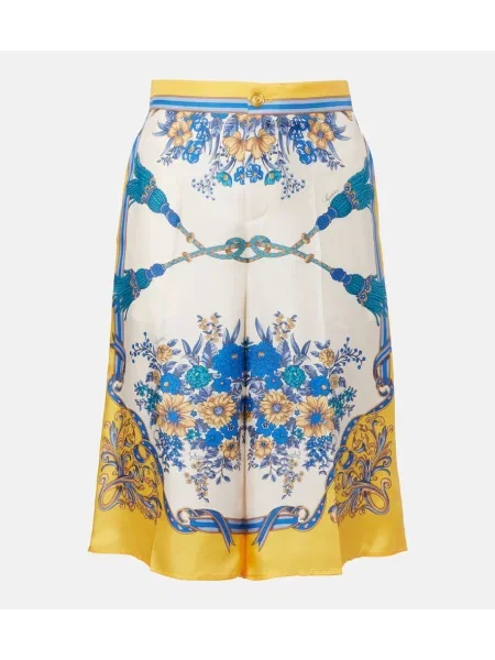 Bermude Gucci de mătase cu model floral galben