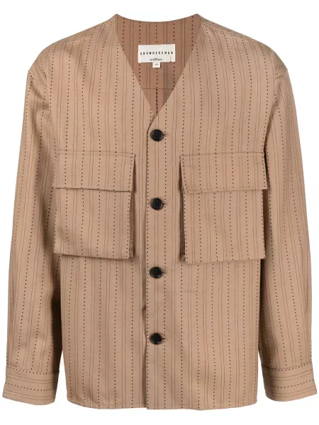 Pruhovaná košile Onefifteen s potiskem hnědá