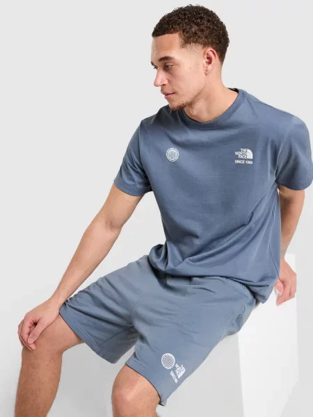 The North Face T-Shirt M Wording Fonts Relaxed Ss niebieska