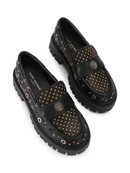 Kurt Geiger London mocasini pentru femei din piele Studded Chunky Loafer negru