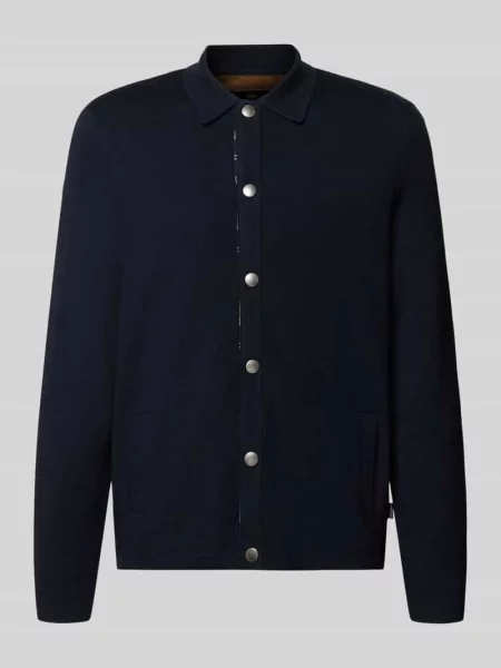Kardigan rozpinany o kroju regular fit z mieszanki bawełny z dodatkiem wełny model Florcombe' Barbour granatowy