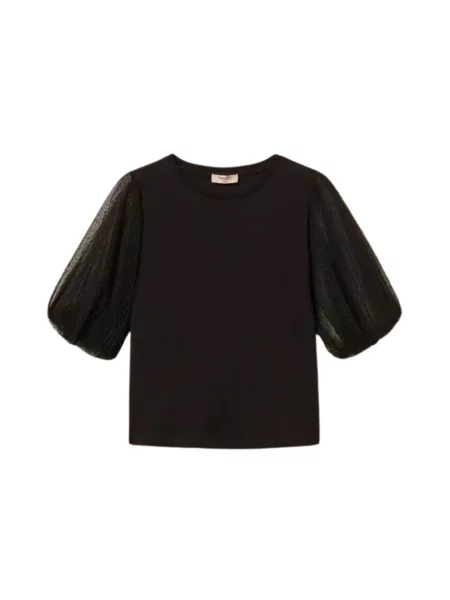 Twinset Bluzki i koszule Kobieta XS Tiul T-shirt z tiulowymi rękawami czarny