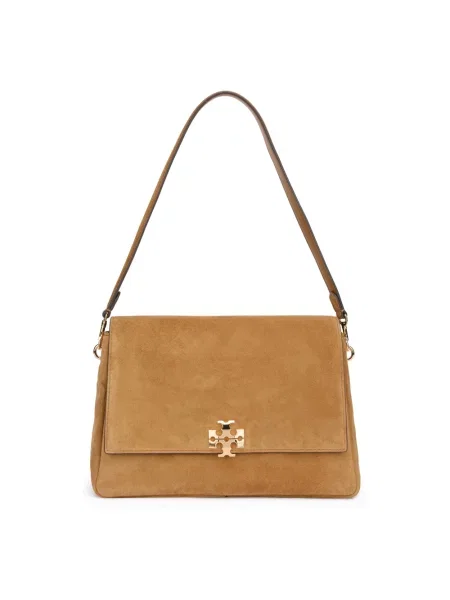 Tory Burch torebka zamszowa Charlie brązowa