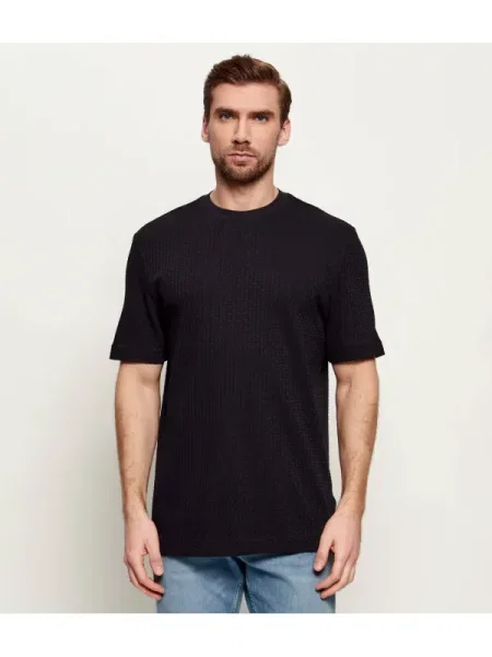 BOSS BLACK Tricou H-Thompson | mercerizat negru