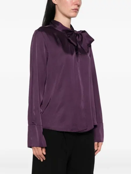 Bluză Dixie cu funde din satin violet