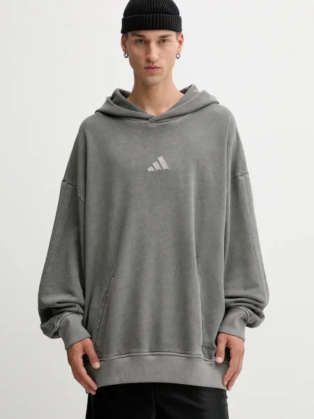 Bombažen pulover adidas ALL SZN s kapuco siva