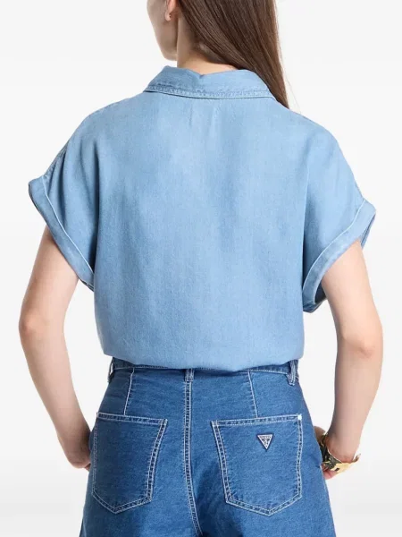 Cămașă de blugi Guess cu broderie albastru