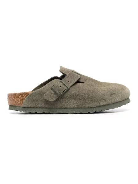 Klapki Birkenstock skórzane zielone