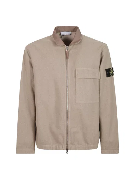 Kurtka koszulowa Stone Island wełniana z kamieniami brązowa