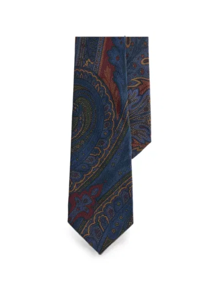 Cravată Ralph Lauren Purple Label de mătase cu imagine cu model paisley albastru