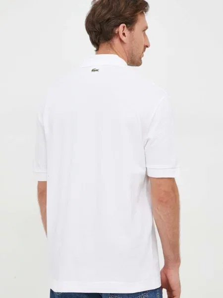 Lacoste póló fehér nyomott mintás fekete