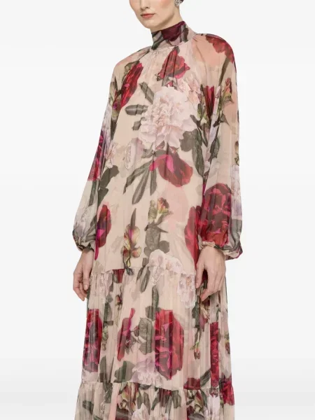 Rochie maxi Nissa cu model floral cu imagine de costum