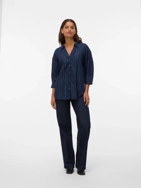 VERO MODA Bluză VMOLLA bleumarin alb