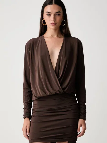 Pinko rochie cu vâscoză maro