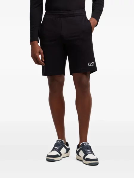 Pantaloni scurți Ea7 Emporio Armani cu imagine negru