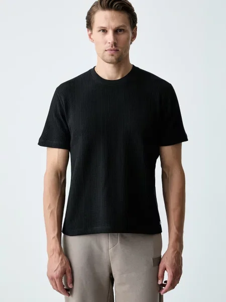 BOSS BLACK Tricou Structure negru