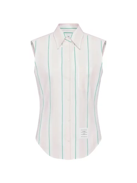 Cămașă cu dungi Thom Browne fără mâneci roz
