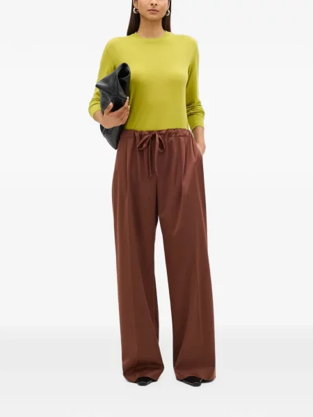 Pantaloni Another Tomorrow cu cordon maro