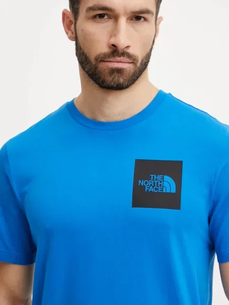 Тениска The North Face Fine с принт синьо