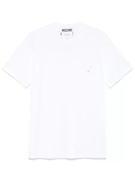Tricou Moschino cu broderie alb