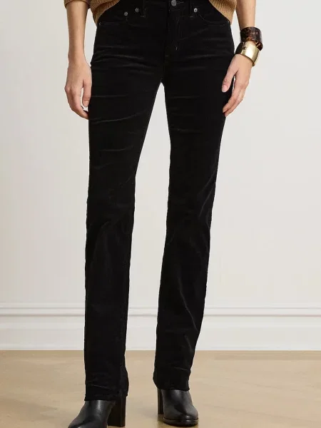 Lauren Ralph Lauren pantaloni pentru femei din catifea reiată negru