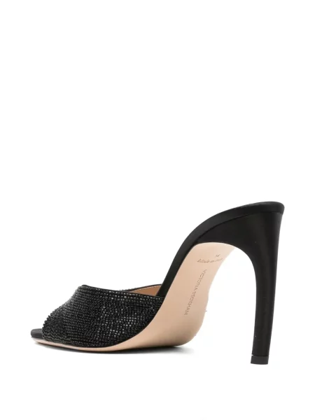Σατέν mules Victoria Beckham περιδέραιο μαύρο