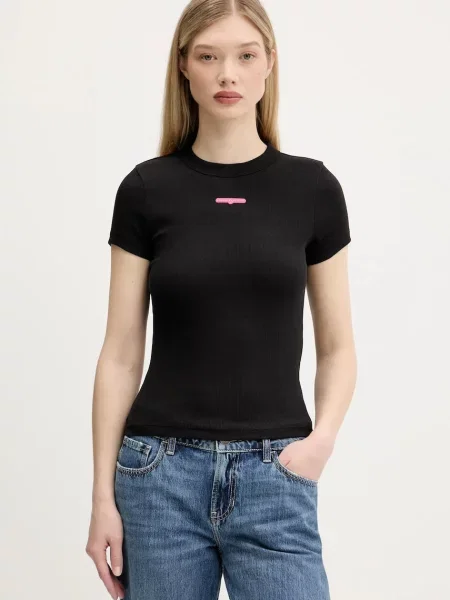 Тениска Tommy Jeans дамска черно
