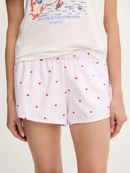 Късо долнище на пижама Hollister Co. розово