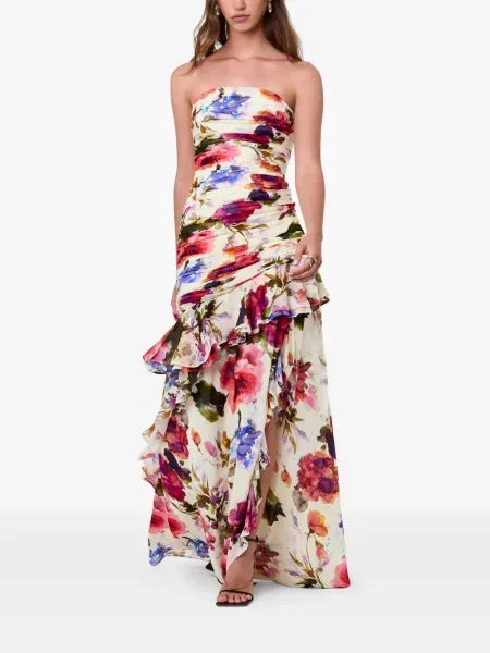 Rochie maxi Nicholas cu volane alb