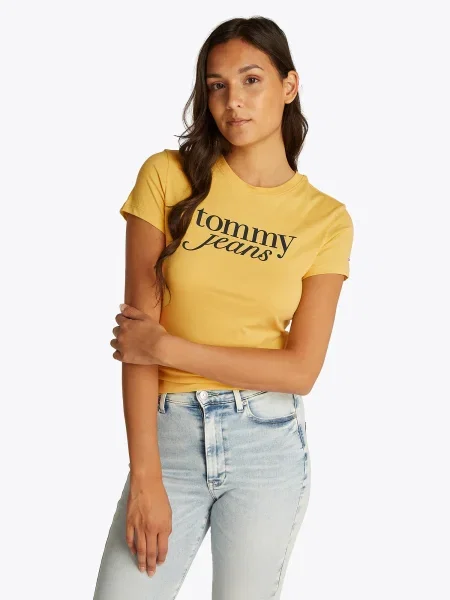 Tommy Jeans Majica ESSENTIAL marine / kari rumena