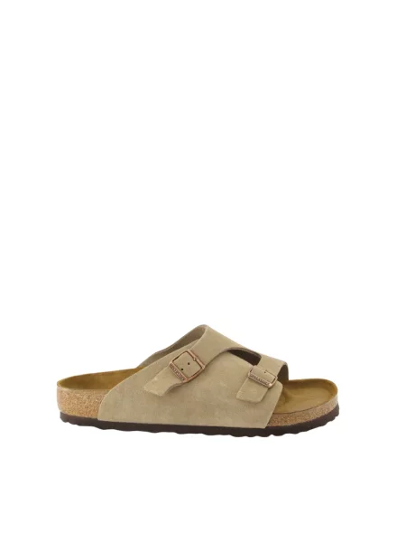 Birkenstock Zürich Suede Leather Regular Fit Mężczyźni Sandały Birkenstock Szary Size: 7 beżowe