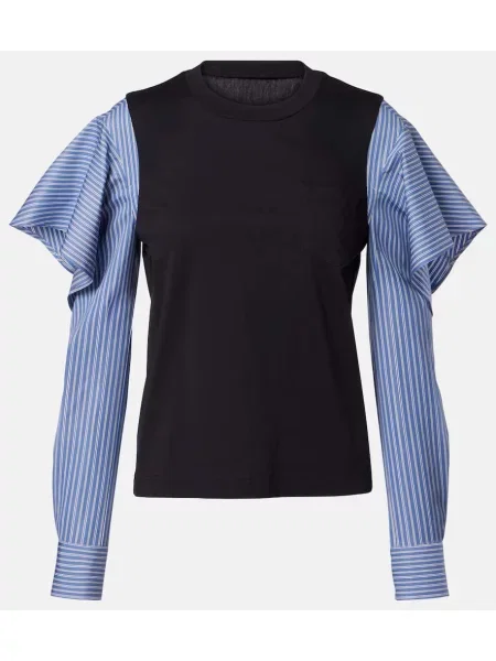 Cămașă Sacai din jerseu albastru