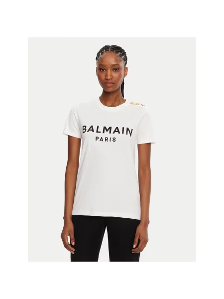 Raštuotas marškinėliai Balmain balta