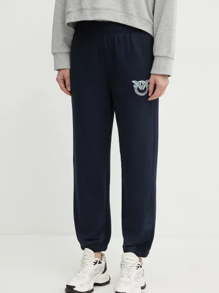 Bombažen spodnji del trenirke Pinko mornarsko modra