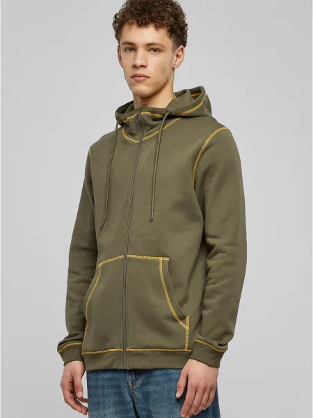 Pulover s kapuco z zadrgo Urban Classics brez pet rumena