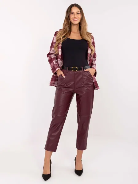 Hlače Rue Paris iz umetnega usnja črna