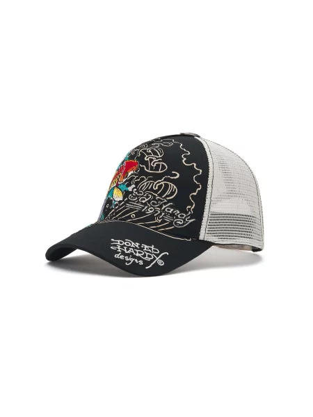Ed Hardy Șapcă Koi Fish turcoaz / roșu cireș / negru alb