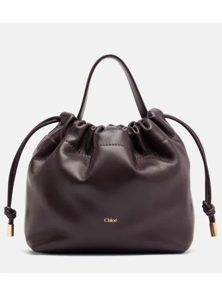 Geanta de piele Chloé din piele violet