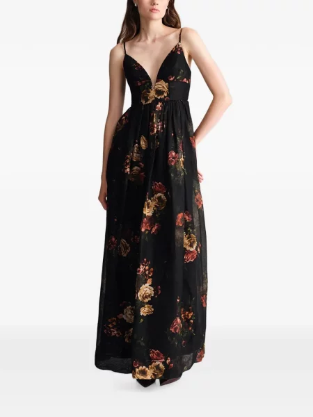 Rochie maxi Cara Cara cu model floral cu imagine negru