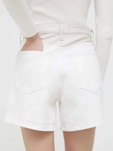 Džínové šortky Abercrombie & Fitch hladké high waist béžová