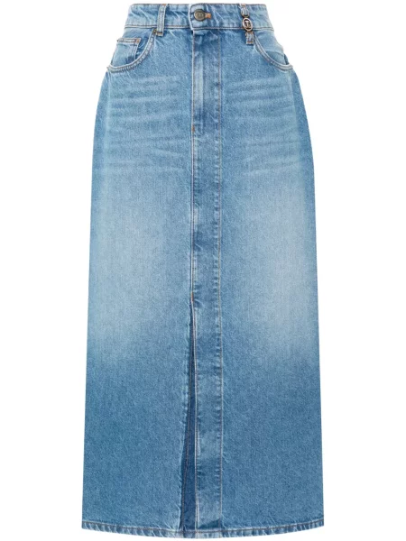 Fustă din denim Twinset până la genunchi albastru