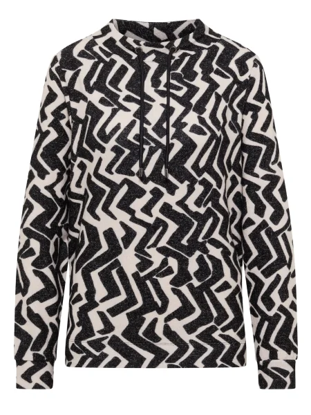 CECIL Tricou negru amestecat / murdar alb