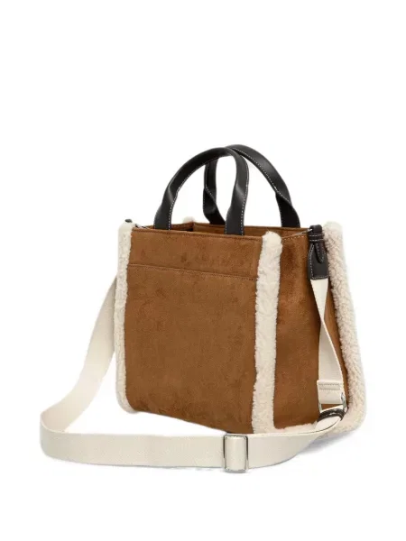 Τσάντα shopper Dkny με κέντημα από δέρμα προβάτου καφέ