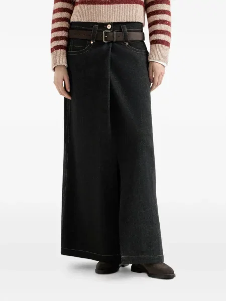 Fustă din denim Brunello Cucinelli cu 5 buzunare negru