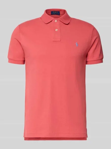 Koszulka polo o kroju slim fit z czystej bawełny Polo Ralph Lauren czerwona