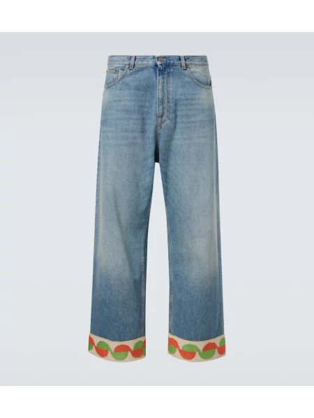 Žakárové široké džíny Valentino modré