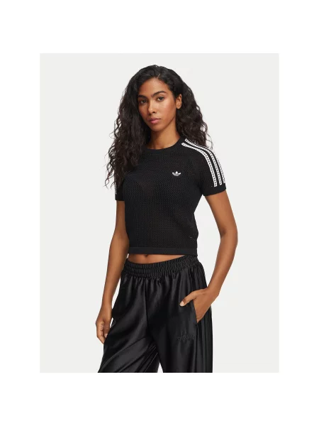 Adidas Футболка Knitted Crochet Tee чорний