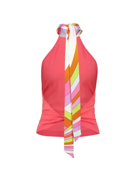 Top Pucci cu gât halter roz