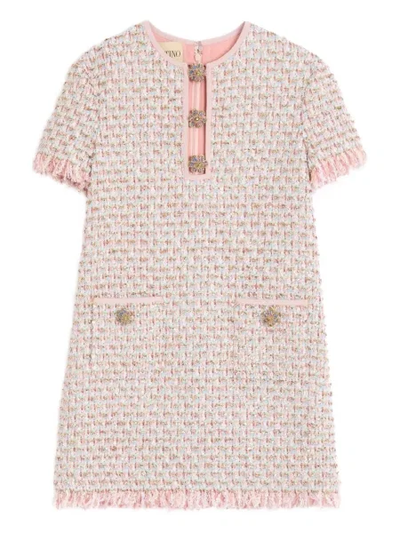 Rochie mini Valentino Garavani din tweed scurtă de costum roz